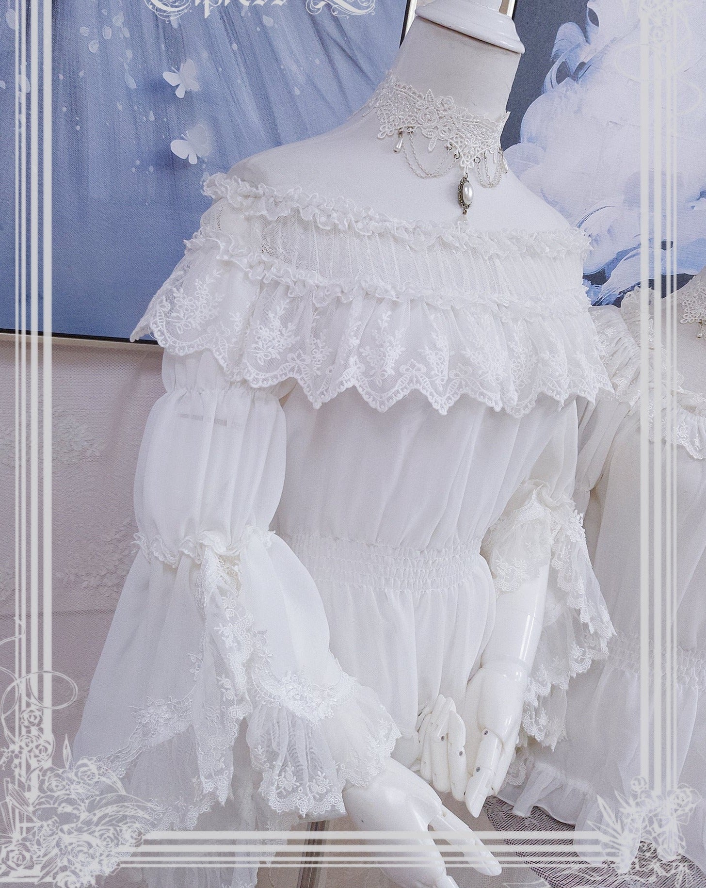 シフォンレースの姫袖プリンセスブラウス【合わせ買い＆クーポン入力で20%off】