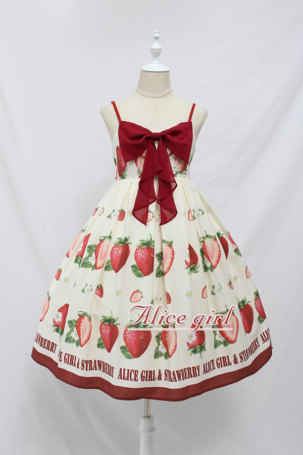 Ribbon &amp; Strawberry Jumper Skirt S size