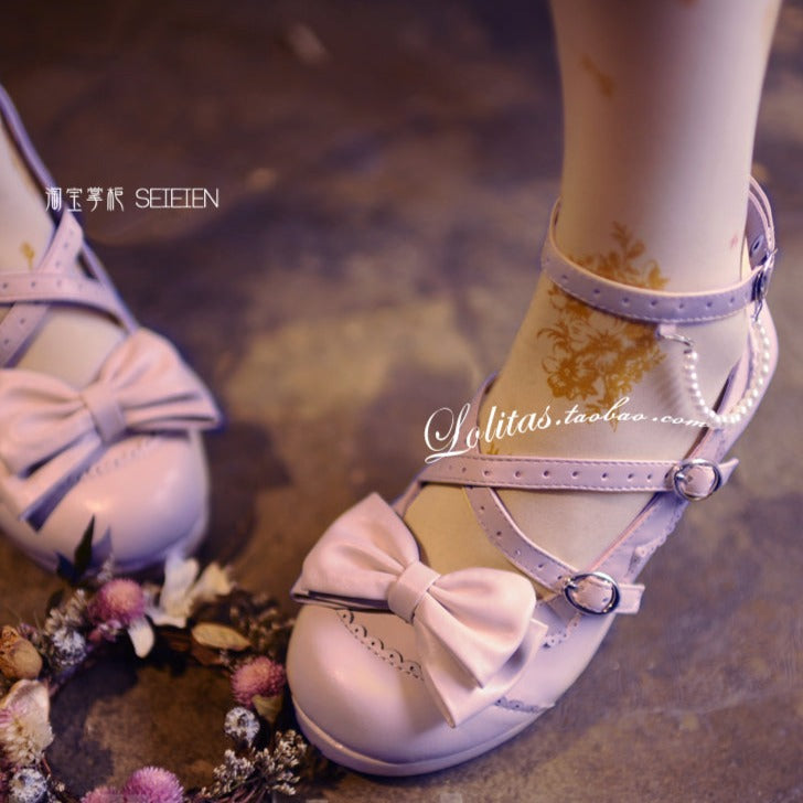 Elegant Pearlized Strap Lolita Shoes