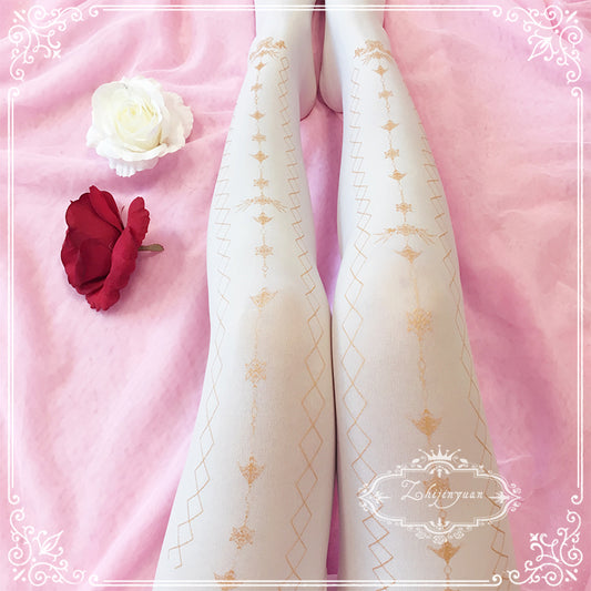 Brocade Print Legs Lolita Tights