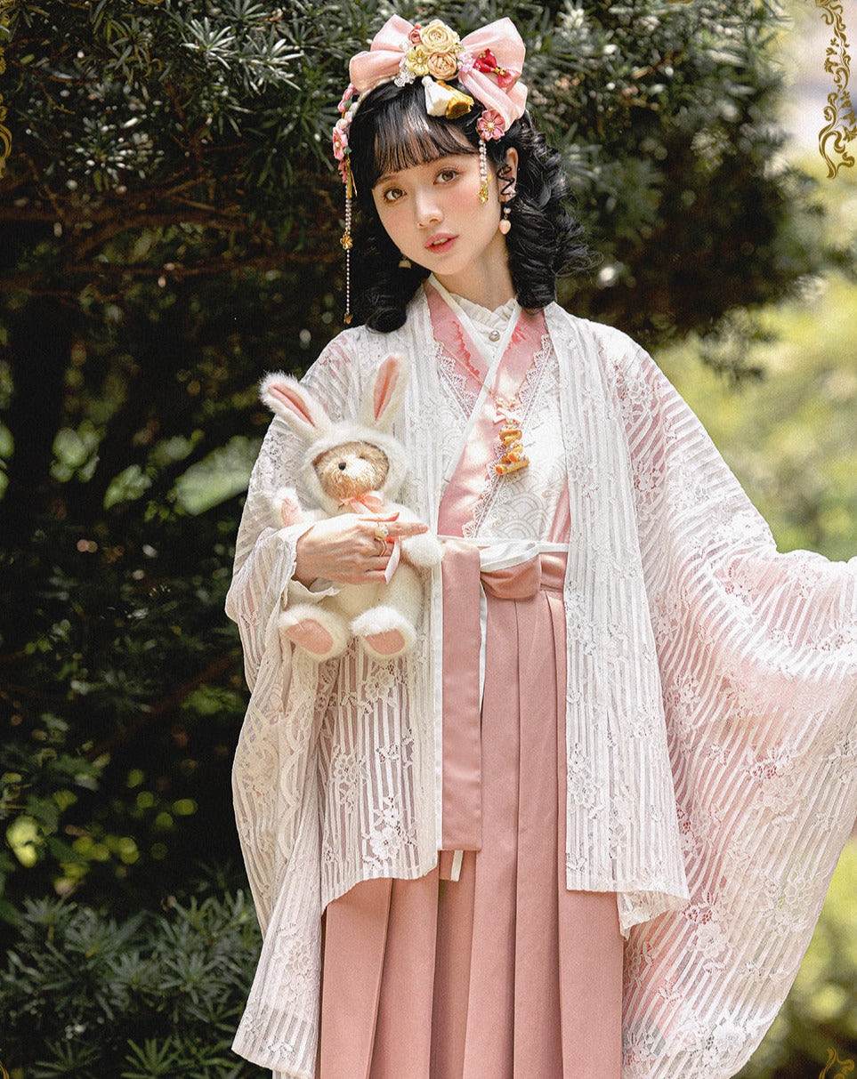 Japanese-style print and lace kimono-style tops [20% off when purchased together]