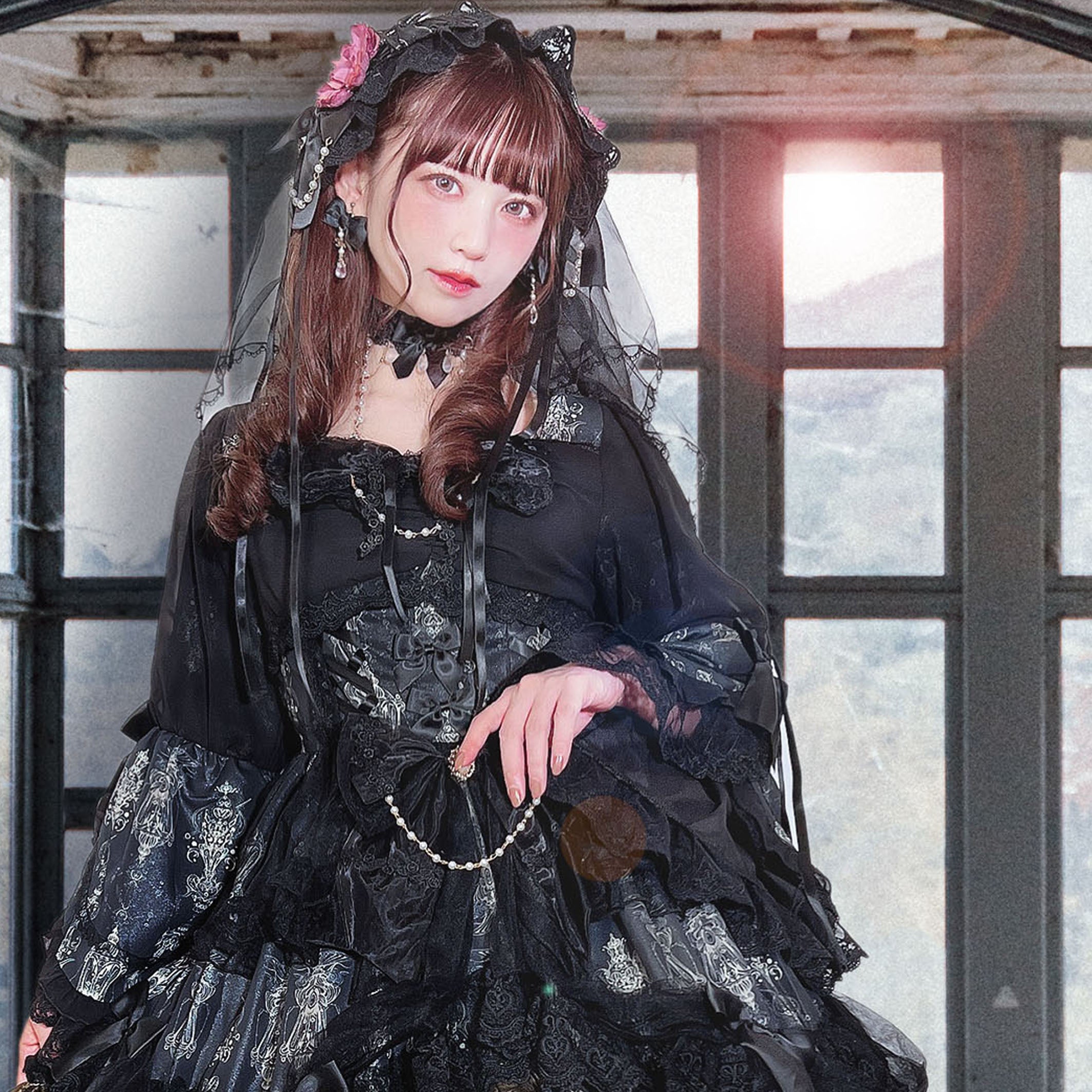 Day and Night レースとフリルの花嫁ロリィタドレス フルセット
