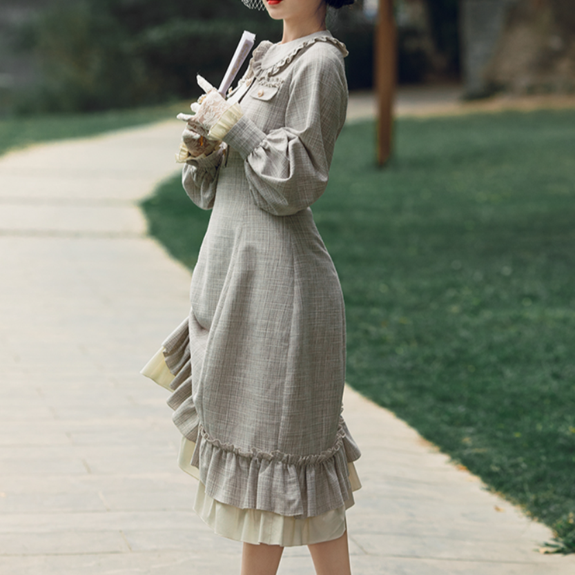 Lady Style Gray Fishtail Semi-Lolita Dress