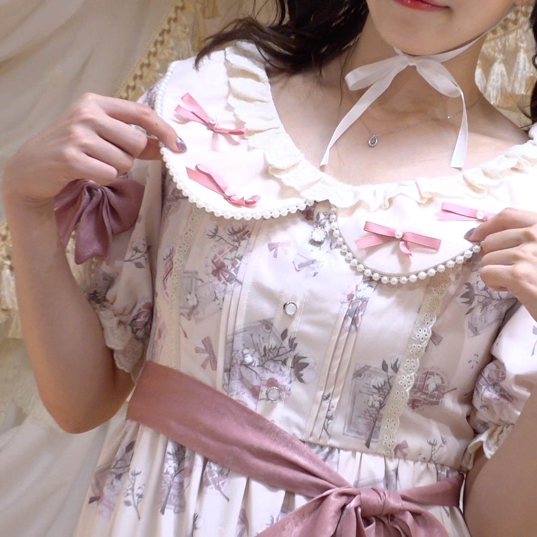 Pre-order [IDOLFILE] featured products | Sweet loli lolita dress with pearl and pink sash ribbon