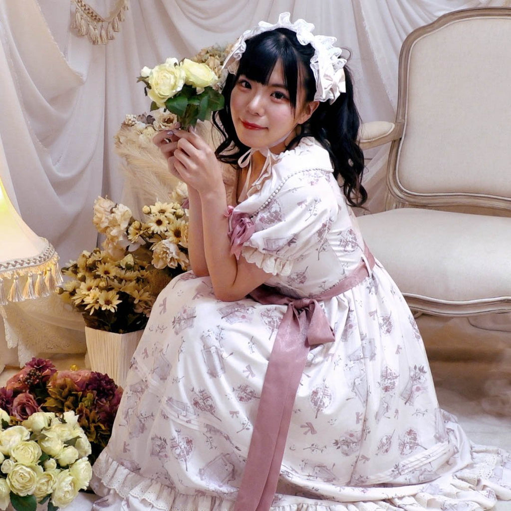 Pre-order [IDOLFILE] featured products | Sweet loli lolita dress with pearl and pink sash ribbon