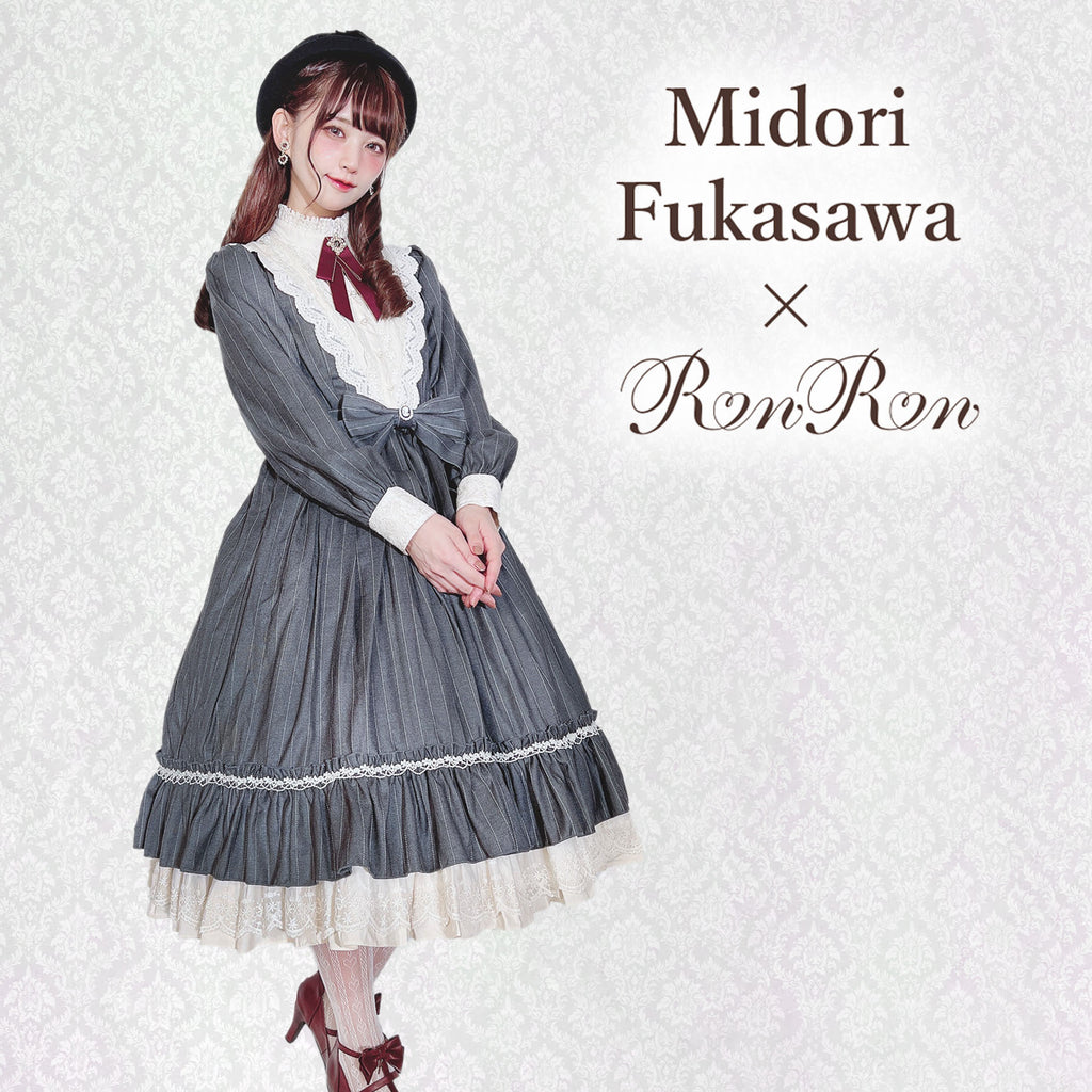 【予約販売】英国クラシカルロリィタ縦縞ワンピース